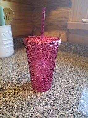 Starbucks Pink Studded Cold Cup with Straw